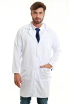 Jaleco Masculino Gabardine Branco Manga Longa 3 Bolsos - Confecções Carmoni Uniformes