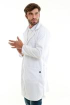 Jaleco Masculino Gabardine Branco Manga Longa 3 Bolsos - Confecções Carmoni Uniformes