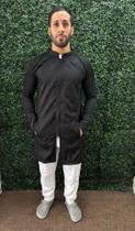 Jaleco Masculino Gola Padre Elastano Two Way Com Zíper PRETO