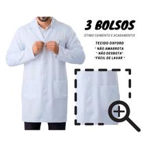 Jaleco Masculino Manga Longa Em Oxford Branco Preto