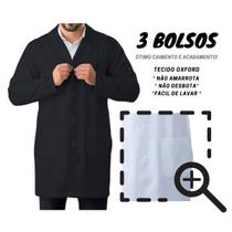 Jaleco Masculino Manga Longa Em Oxford Branco Preto