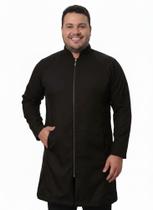 Jaleco Masculino Preto com Zíper Viena Plus Size