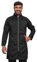 Jaleco Masculino Preto Gola Padre Slim com Zíper Viena Jaleco Masculino Preto Gola Padre Slim com Zíper Viena