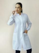 Jaleco Oxford Feminino Elegante Manga Longa Com - Branco G2