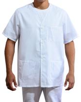 Jaleco oxford para serviços gerais branco e azul