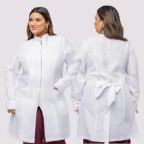 Jaleco Plus Size Feminino com Zíper Oxford Punho com Botão Agne