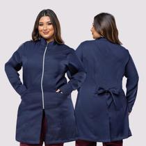 Jaleco Plus Size Feminino com Zíper Oxford Punho com Botão Agne