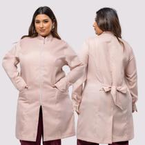 Jaleco Plus Size Feminino com Zíper Oxford Punho com Botão Agne