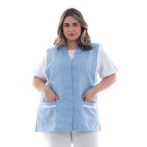 Jaleco Plus Size Sem Mangas Botões E Bordado Inglês