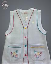 Jaleco Professor Sem Manga e com botoes, acinturado e produzido em tecido Gabardine