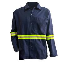 Jaleco profissional em brim com refletivo amarelo/cinza fluorescente