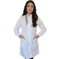 Jaleco Profissional Feminino Branco Zíper Punho com Elástico Manga Longa