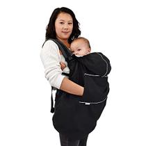 JAN & JUL Capa de Chuva de Bebê Impermeável com Capuz e Bolsos, Universal para Carrinhos de Bebê e Carrinhos de Bebê (Preto)