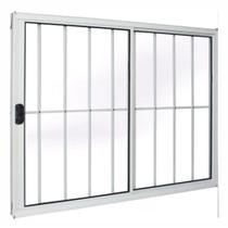 Janela 2 folhas 1,00x1,00 com grade no alumínio branco