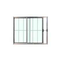 Janela 2 Folhas Com Grade 100X100 Alumínio Brilhante Linha Esmeralda