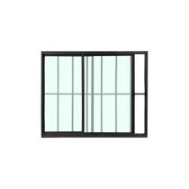 Janela 2 Folhas Com Grade 120X120 Alumínio Preto Linha Esmeralda