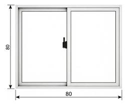 Janela 2 Folhas De Correr 80x80 Aluminio Branco Vidro Liso Janela 2 Folhas De Correr 80x80 Aluminio Branco Vidro Liso