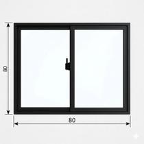 Janela 2 Folhas De Correr 80x80 Aluminio Preto Vidro Liso Janela 2 Folhas De Correr 80x80 Aluminio Preto Vidro Liso
