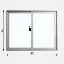 Janela 2 Folhas De Correr 80x80 Aluminio Vidro Liso Janela 2 Folhas De Correr 80x80 Aluminio Vidro Liso