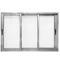 Janela 3 folhas sem grade linha modular aluminio brilhante