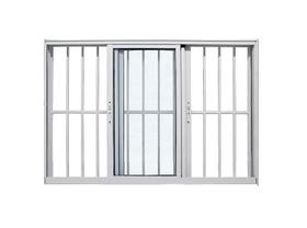 Janela 3 Folhas Vidro com grade Alumínio Branco ou Preto Linha 25 Suprema