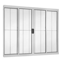 Janela 4 folhas 1,00x1,20 com grade no alumínio branco