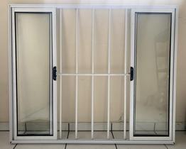 Janela 4 Folhas c/Grade Parcial - Alumínio Branco - Linha 18 Modular