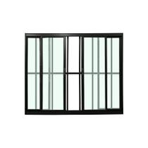 Janela 4 Folhas Com Grade 100X120 Alumínio Preto Linha Esmeralda Janela 4 Folhas Com Grade 100X120 Alumínio Preto Linha Esmeralda