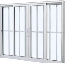 Janela 4 Folhas com grade linha 25 aluminio branco