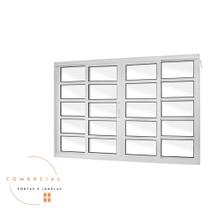 Janela 4 Folhas de Alumínio Branco com Vidros Retangulares Linha 25