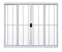 Janela 4 Folhas de Correr C/ Grade 1,00 X 1.20 Alumínio Brilhante Linha Modular - Hale