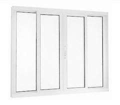 Janela 4 Folhas Vidro Alumínio Branco ou Preto Linha 25 Suprema