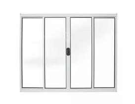 Janela 4 Folhas Vidro Alumínio Brilhante, Branco ou Preto Linha 18 Modular
