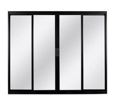 Janela 4 Folhas Vidro Alumínio Brilhante, Branco ou Preto Linha 18 Modular