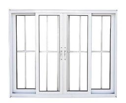 Janela 4 Folhas Vidro com grade Alumínio Branco ou Preto Linha 25 Suprema
