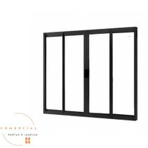 Janela 4 folhas vidros 100x120 linha modular alumínio 18 preta Janela 4 folhas vidros 100x120 linha modular alumínio 18 preta