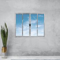 Janela Alumínio de Correr 100x200cm 4 Folhas sem Grade Plus Lux Esquadrias