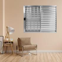 Janela Alumínio Veneziana 3 Folhas 100x150cm com Grade Natural Brilhante Plus Lux Esquadrias