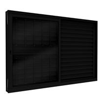 Janela Alumínio Veneziana Lateral com Grade 2 Folhas Móveis e 1 Folha Fixa Lucasa Eccellente Preto Janela Alumínio Veneziana Lateral com Grade 2 Folhas Móveis e 1 Folha Fixa Lucasa Eccellente Preto