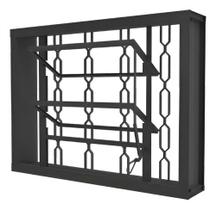 Janela Basculante Banheiro Grade Corrente 60x60cm Zarcão Aço Zarcão Cinza