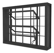Janela Basculante Banheiro Grade Quadric 40x40cm Zarcão Aço Zarcão Cinza