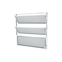 Janela Basculante de Aluminio com Abertura Central 1 Seção Vidro Mini Boreal 50x50cm Exclusiva Yescasa Branco
