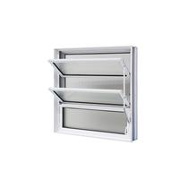 Janela Basculante em Alumínio Branco Caribe Max 60x60x10,2cm 3 folhas c/ Tela Jap