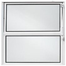 Janela Basculante Vitro De Aluminio Branco Liso Esquadria 40X40 Vidro Mini Boreal Transparente J&C