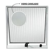 Janela Basculante Vitro Maxim-AR Aluminio 50x50 CM REF VIDRO CANELADO