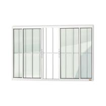 Janela Confort 4 Folhas com Grade Vidro Liso 100cm X 200cm Brimak Janela Confort 4 Folhas com Grade Vidro Liso 100cm X 200cm Brimak
