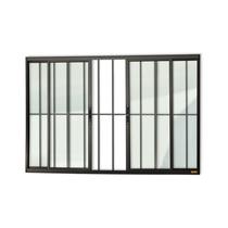 Janela Confort 4 Folhas com Grade Vidro Liso 120cm x 200cm Brimak Preto