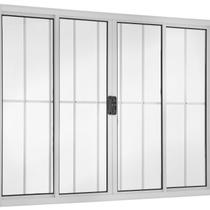 Janela Correr 4 Folhas Central com Grade Vidro Liso 100x100cm Ecosul Esquadrisul Janela Correr 4 Folhas Central com Grade Vidro Liso 100x100cm Ecosul Esquadrisul
