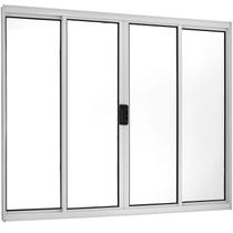 Janela Correr 4 Folhas Central sem Grade Vidro Liso 100x100cm Ecosul Esquadrisul