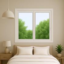 Janela Correr PVC 2F 100x120x8 BCA 2 folhas com vidro liso